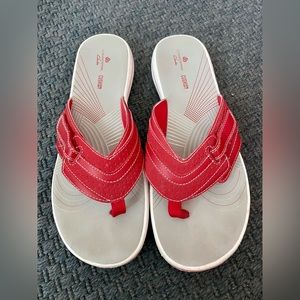 Ladies adjustable red sandals